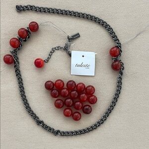 Tuleste Market Red Ruby Gunmetal Necklace